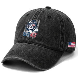 Funny 8647 Impeach 47 Girls American Flag Washed Cotton Baseball Cap TS11 Print Your Wear