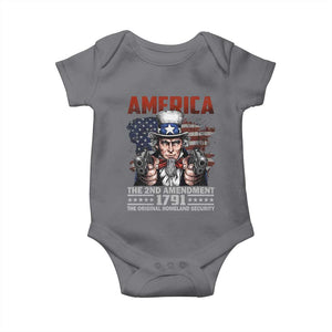 Funny The 2nd Amendment Uncle Sam Baby Onesie America The Original Homeland Security TS11 Charcoal Print Your Wear
