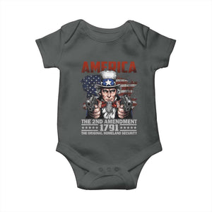 Funny The 2nd Amendment Uncle Sam Baby Onesie America The Original Homeland Security TS11 Dark Heather Print Your Wear