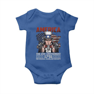 Funny The 2nd Amendment Uncle Sam Baby Onesie America The Original Homeland Security TS11 Royal Blue Print Your Wear