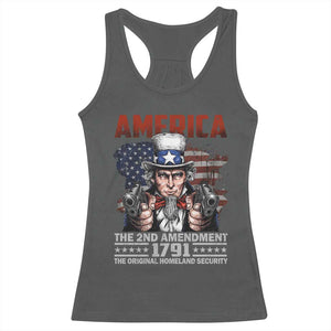 Funny The 2nd Amendment Uncle Sam Racerback Tank Top America The Original Homeland Security TS11 Dark Heather Print Your Wear