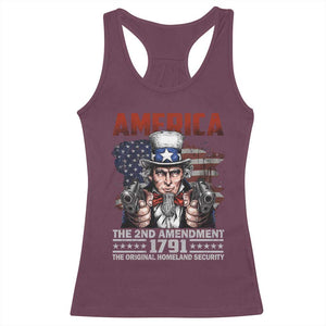 Funny The 2nd Amendment Uncle Sam Racerback Tank Top America The Original Homeland Security TS11 Maroon Print Your Wear