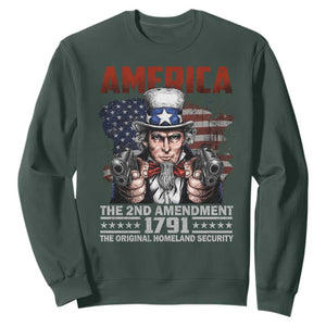 Funny The 2nd Amendment Uncle Sam Sweatshirt America The Original Homeland Security TS11 Dark Forest Green Print Your Wear