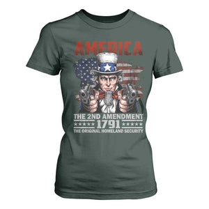 Funny The 2nd Amendment Uncle Sam T Shirt For Women America The Original Homeland Security TS11 Dark Forest Green Print Your Wear