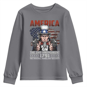 Funny The 2nd Amendment Uncle Sam Youth Sweatshirt America The Original Homeland Security TS11 Charcoal Print Your Wear