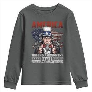 Funny The 2nd Amendment Uncle Sam Youth Sweatshirt America The Original Homeland Security TS11 Dark Heather Print Your Wear