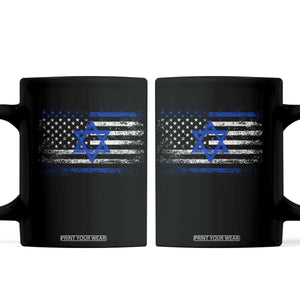 Proud Israeli American Coffee Mug Patriotic Israeli USA Flag TS11 Black Print Your Wear