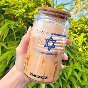 Proud Israeli American Glass Can Patriotic Israeli USA Flag TS11 Black Print Your Wear