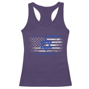 Proud Israeli American Racerback Tank Top Patriotic Israeli USA Flag TS11 Purple Print Your Wear