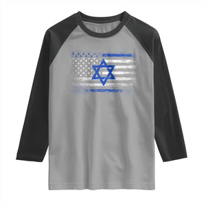 Proud Israeli American Raglan Shirt Patriotic Israeli USA Flag TS11 Sport Gray Black Print Your Wear