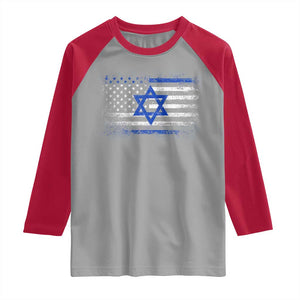 Proud Israeli American Raglan Shirt Patriotic Israeli USA Flag TS11 Sport Gray Red Print Your Wear