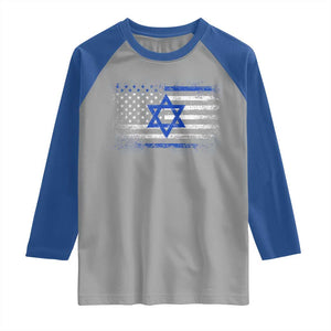Proud Israeli American Raglan Shirt Patriotic Israeli USA Flag TS11 Sport Gray Royal Print Your Wear