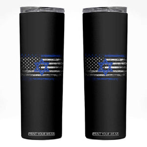 Proud Israeli American Skinny Tumbler Patriotic Israeli USA Flag TS11 Black Print Your Wear