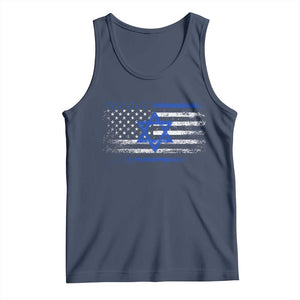 Proud Israeli American Tank Top Patriotic Israeli USA Flag TS11 Navy Print Your Wear