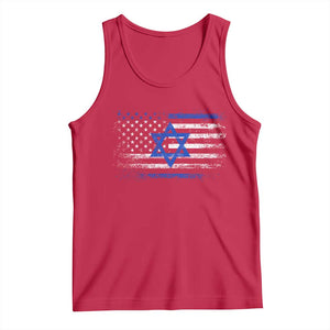 Proud Israeli American Tank Top Patriotic Israeli USA Flag TS11 Red Print Your Wear