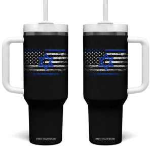 Proud Israeli American Tumbler With Handle Patriotic Israeli USA Flag TS11 One Size: 40 oz Black Print Your Wear