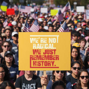 We Are Not Radical We Just Remember History Protest Sign TS11 Horizontal 18" × 24" Yellow Print Your Wear