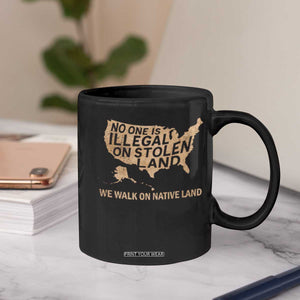 No One Is Illegal On Stolen Land Coffee Mug We Walk On Native Land Vintage American Map TS11 Print Your Wear