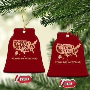 No One Is Illegal On Stolen Land Ceramic Ornament We Walk On Native Land Vintage American Map TS11 Print Your Wear