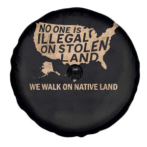 No One Is Illegal On Stolen Land Spare Tire Cover We Walk On Native Land Vintage American Map TS11 Print Your Wear