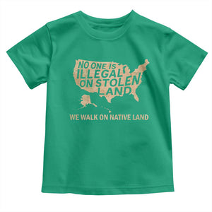 No One Is Illegal On Stolen Land Toddler T Shirt We Walk On Native Land Vintage American Map TS11 Irish Green Print Your Wear