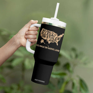 No One Is Illegal On Stolen Land Tumbler With Handle We Walk On Native Land Vintage American Map TS11 Print Your Wear
