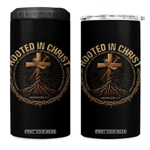 Rooted In Christ 4 in 1 Can Cooler Tumbler Jesus Christian Cross Bible Verse TS11 One Size: 16 oz Black Print Your Wear