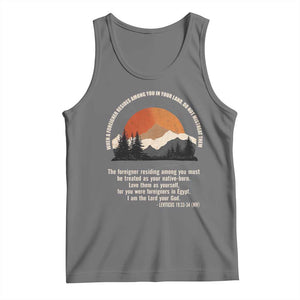 When A Foreigner Resides Among You In Your Land Do Not Mistreat Them Tank Top Leviticus Bible Verse TS11 Black Heather Print Your Wear