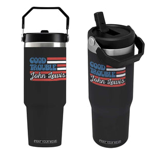 Funny John Lewis Good Trouble Flip Straw Tumbler Vintage American Flag TS11 One Size: 30 oz Black Print Your Wear