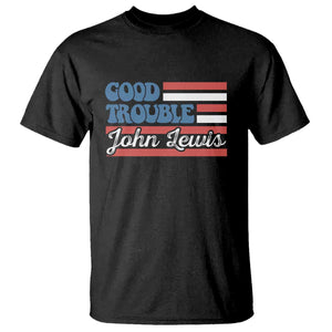 Funny John Lewis Good Trouble T Shirt Vintage American Flag TS11 Black Print Your Wear