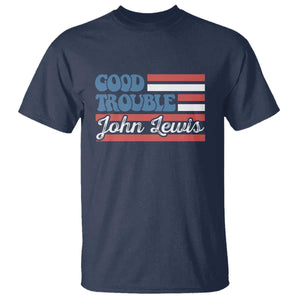 Funny John Lewis Good Trouble T Shirt Vintage American Flag TS11 Navy Print Your Wear