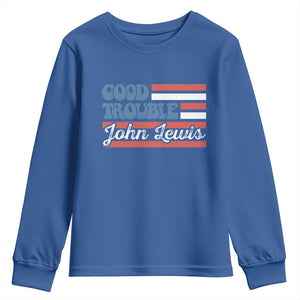Funny John Lewis Good Trouble Youth Sweatshirt Vintage American Flag TS11 Royal Blue Print Your Wear