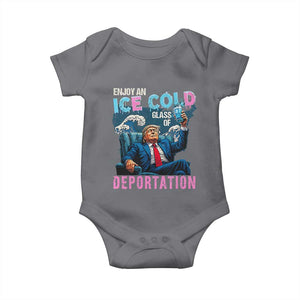 Funny Enjoy An Ice Cold Glass Of Deportation Baby Onesie American Flag TS11 Charcoal Print Your Wear