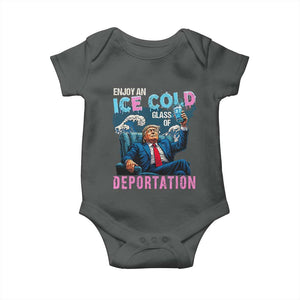 Funny Enjoy An Ice Cold Glass Of Deportation Baby Onesie American Flag TS11 Dark Heather Print Your Wear