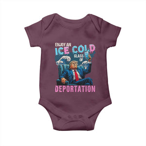 Funny Enjoy An Ice Cold Glass Of Deportation Baby Onesie American Flag TS11 Maroon Print Your Wear