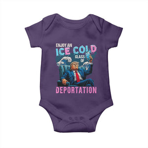 Funny Enjoy An Ice Cold Glass Of Deportation Baby Onesie American Flag TS11 Purple Print Your Wear
