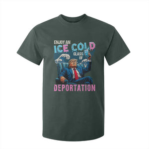 Funny Enjoy An Ice Cold Glass Of Deportation T Shirt For Kid American Flag TS11 Dark Forest Green Print Your Wear