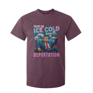 Funny Enjoy An Ice Cold Glass Of Deportation T Shirt For Kid American Flag TS11 Maroon Print Your Wear