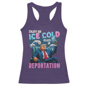 Funny Enjoy An Ice Cold Glass Of Deportation Racerback Tank Top American Flag TS11 Purple Print Your Wear