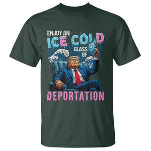 Funny Enjoy An Ice Cold Glass Of Deportation T Shirt American Flag TS11 Dark Forest Green Print Your Wear