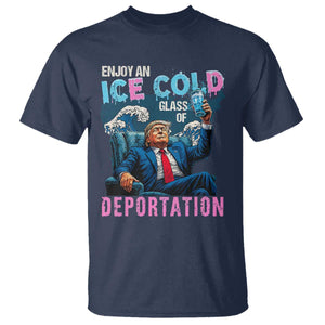 Funny Enjoy An Ice Cold Glass Of Deportation T Shirt American Flag TS11 Navy Print Your Wear
