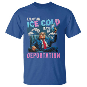 Funny Enjoy An Ice Cold Glass Of Deportation T Shirt American Flag TS11 Royal Blue Print Your Wear
