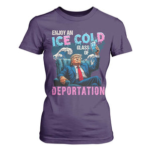Funny Enjoy An Ice Cold Glass Of Deportation T Shirt For Women American Flag TS11 Purple Print Your Wear