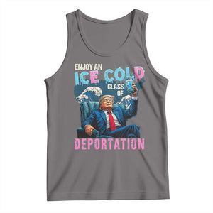 Funny Enjoy An Ice Cold Glass Of Deportation Tank Top American Flag TS11 Deep Heather Print Your Wear