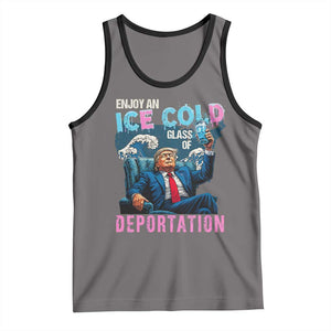 Funny Enjoy An Ice Cold Glass Of Deportation Tank Top American Flag TS11 Deep Heather Black Print Your Wear