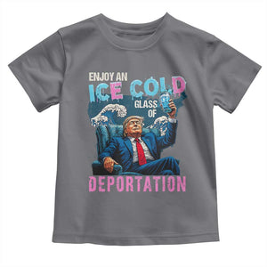 Funny Enjoy An Ice Cold Glass Of Deportation Toddler T Shirt American Flag TS11 Charcoal Print Your Wear