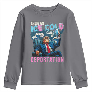 Funny Enjoy An Ice Cold Glass Of Deportation Youth Sweatshirt American Flag TS11 Charcoal Print Your Wear