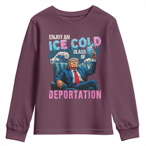 Funny Enjoy An Ice Cold Glass Of Deportation Youth Sweatshirt American Flag TS11 Maroon Print Your Wear