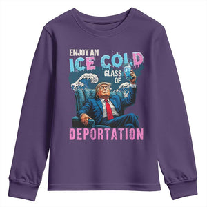 Funny Enjoy An Ice Cold Glass Of Deportation Youth Sweatshirt American Flag TS11 Purple Print Your Wear