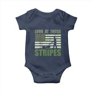 Funny Gardening Lawn Mower Baby Onesie Look At Those Stripes American Flag TS11 Navy Print Your Wear